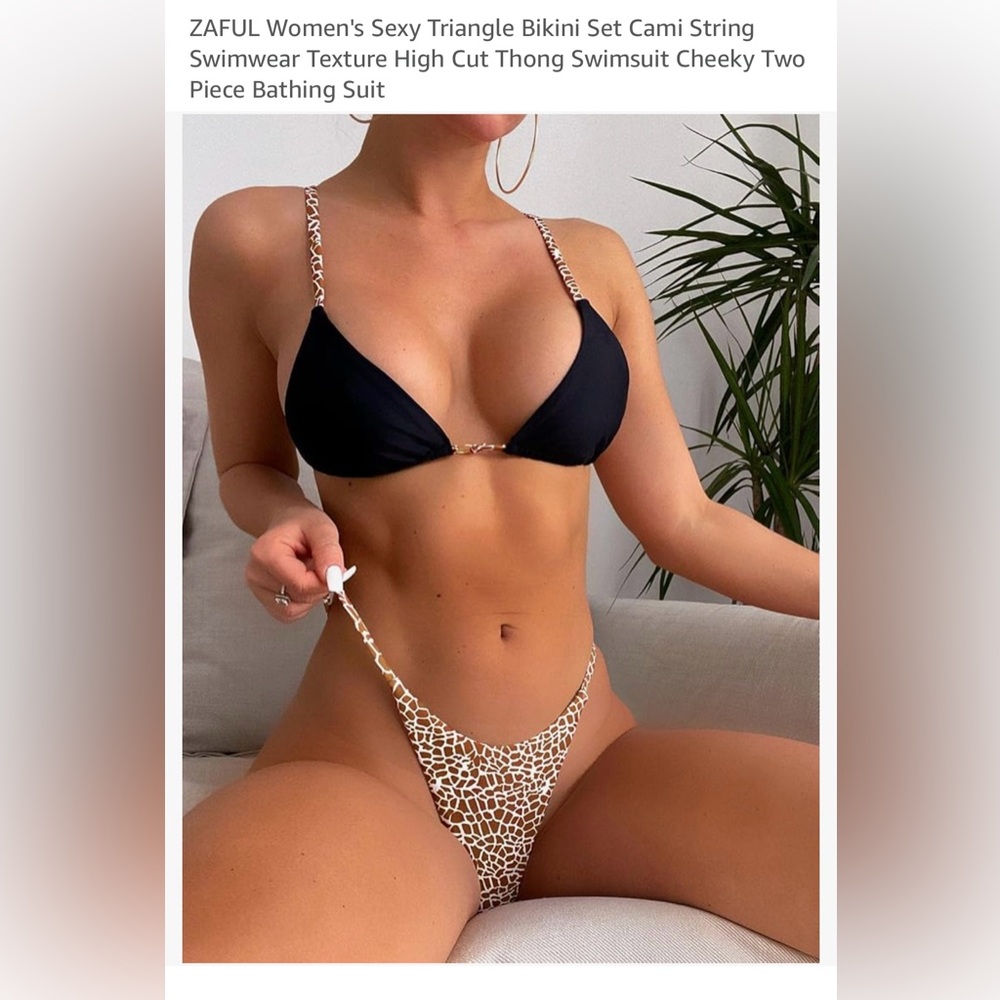 Zaful NWT Women's Black and Brown Bikini Set SIZE SMALL